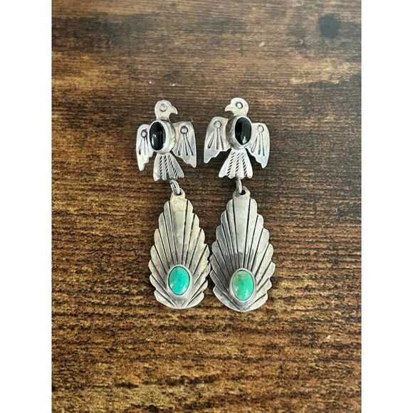 Tommy Sterling Native American Earrings - Picture 2 of 9